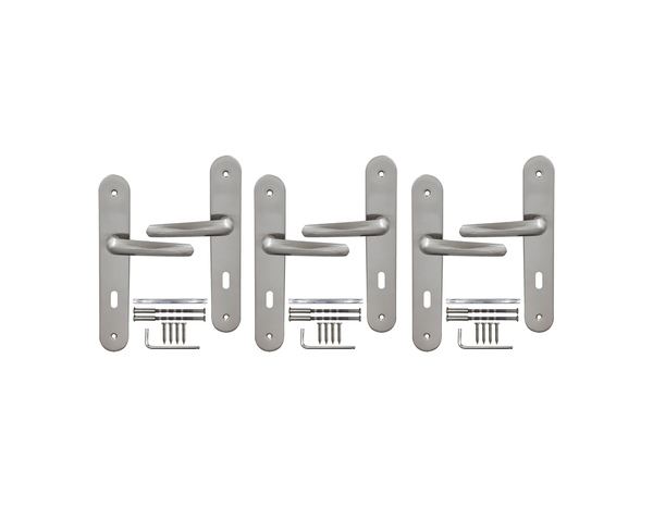 Lot de 3 poignées Agma avec serrure Nickel - Brico Dépôt