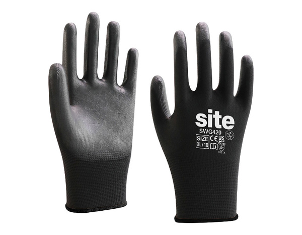 Gants tous travaux pleins noir polyuréthane Taille.10 - Brico Dépôt