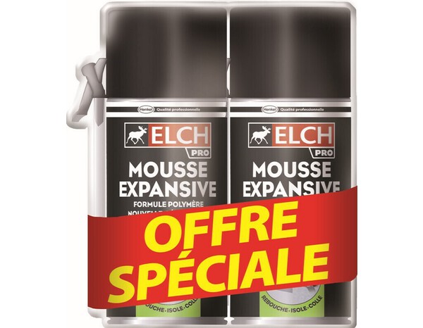 Lot 2 mousses expansive, rebouchage, isolation thermique et phonique - 300 ml x2 - Elch - Brico Dépôt