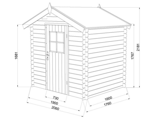 Abris bois L. 218 x P. 191 x H. 218 cm - Blooma - Brico Dépôt