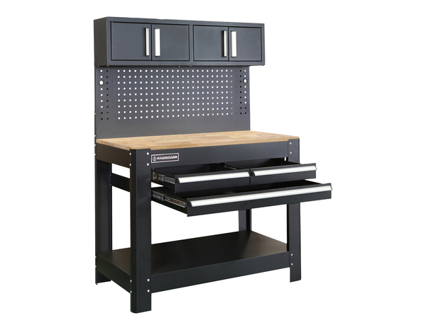 Etabli de travail 3 tiroirs + 2 armoires - H. 158,5 x 114,5 cm. - MAGNUSSON - Brico Dépôt