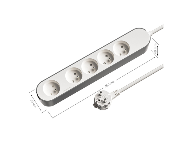 Bloc 5 prises 1,5 m gris et blanc - Brico Dépôt