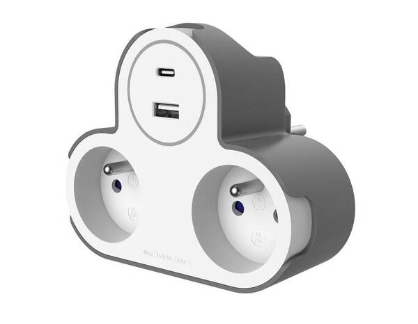 Triplite 2x16A + USB C / USB A blanc et gris - Brico Dépôt