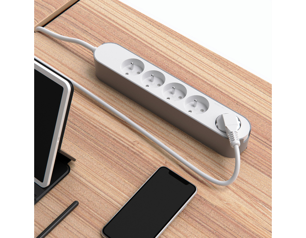 Bloc 5 prises 3 m gris et blanc - Brico Dépôt