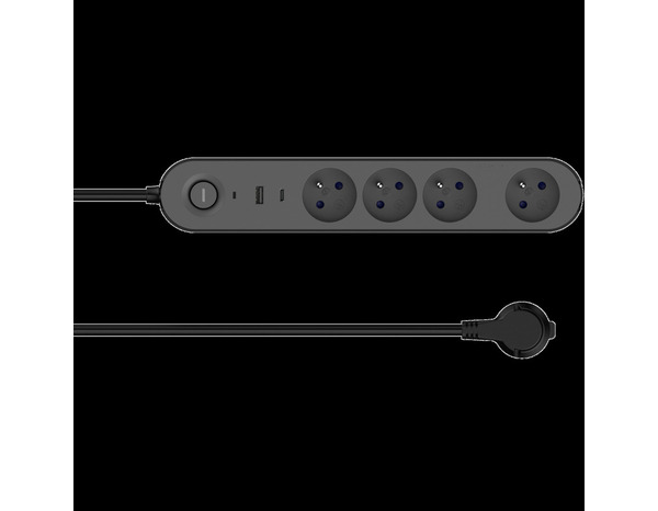 Bloc 4 prises 1,5 m gris et noir - Brico Dépôt