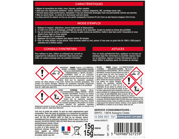 Résine époxy répare faïence, émail, céramique blanc brillant - 30 g - Brico Dépôt