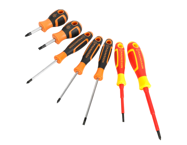 Jeu de 7 tournevis avec lames en acier S2 - MAGNUSSON - Brico Dépôt