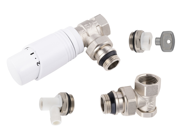 Kit thermostatique radiateur design blanc et nickelé 15x21 mm(1/2) - Noyon & Thiebault - Brico Dépôt