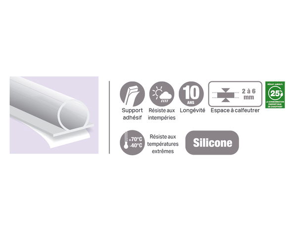 Joint d'étanchéité premium conditions extrêmes - transparent- 6 m 9 x 7,5 mm - 3M - Brico Dépôt