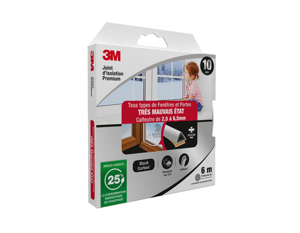 Joint d'étanchéité premium portes et fenêtres très mauvais état blanc - 6 m 9 x 7,5 mm - 3M - Brico Dépôt