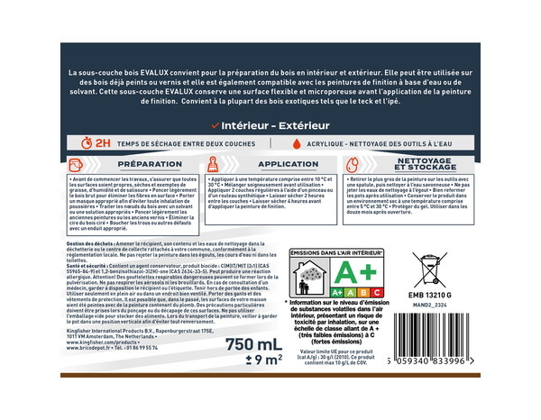 Sous couche bois 0,75 L - Evalux - Brico Dépôt