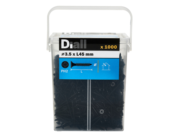 Vis plaque de plâtre noires - 3,5 X 45 mm - 1000 pièces - Diall - Brico Dépôt
