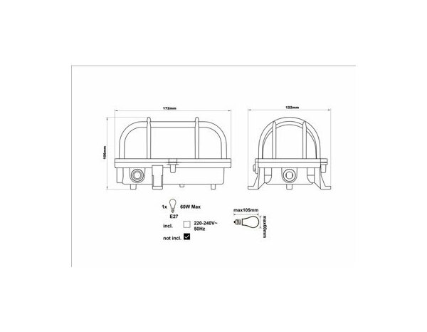 Hublot en applique murale noir 60 W E27 "Jaline" - Brico Dépôt