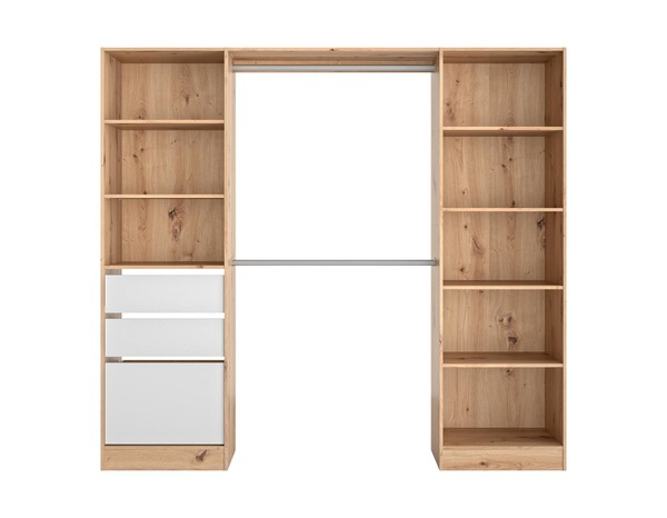 Kit dressing à poser "Isha"  décor imitation chêne clair - H. 200 cm x L. 220 cm x P. 48,2 cm. - Brico Dépôt