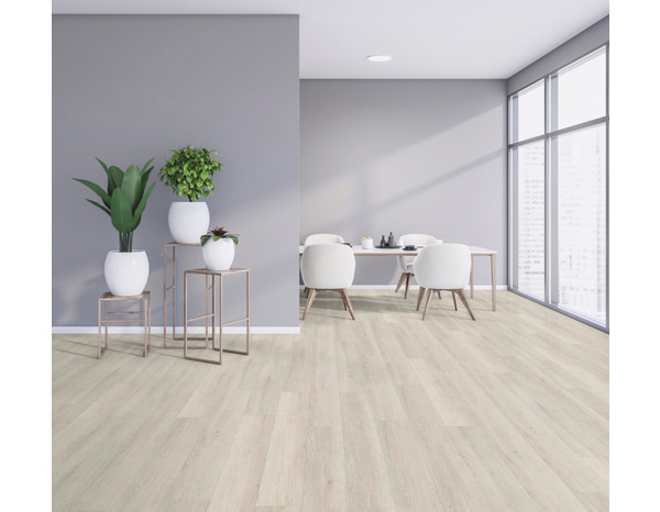 Sol stratifié à clipser "Arosa Alva" aspect chêne blanchi AC4 - L. 138,3 x l. 19,3 cm. Ép. 8mm - Brico Dépôt