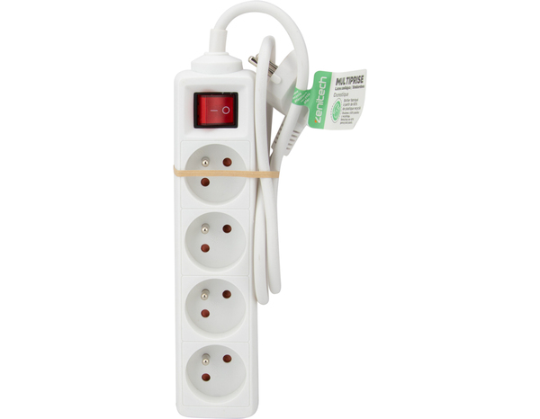 Bloc multiprise recycle 4 prises x 16A blanc + interrupteur H05W-F 3G1 - 0,75 M   - Brico Dépôt
