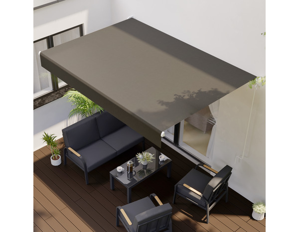 Store banne manuel sans coffre L. 200 x l. 250 x h. 20 cm Taupe - Marque BLOOMA - Brico Dépôt