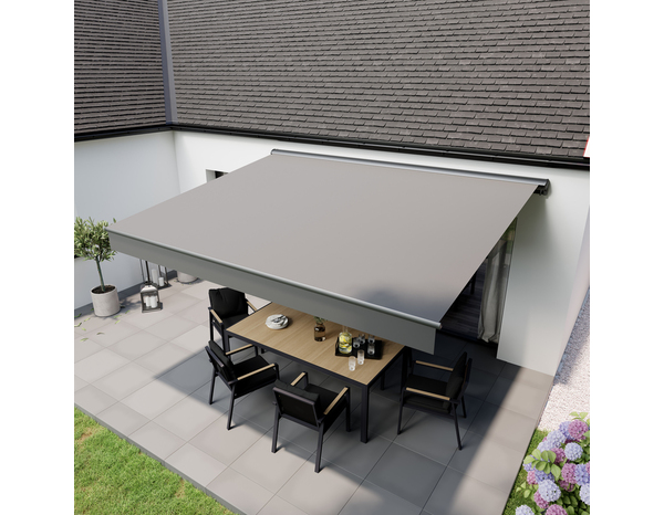 Store banne motorisé avec semi cassette 4 x 3 m Gris - Marque BLOOMA - Brico Dépôt