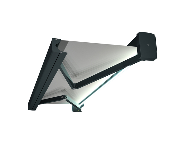 Store banne motorisé avec cassette + Led 5 x 3,5 m Gris - Marque BLOOMA - Brico Dépôt