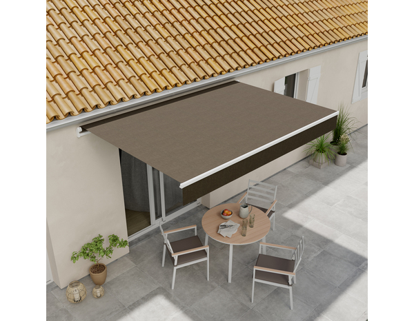 Store banne manuel L. 200 x l. 295 x h. 20 cm Taupe - Marque BLOOMA - Brico Dépôt