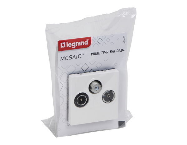 Prise TV/FM/SAT 2 modules cable coaxial "Mosaic" - Legrand - Brico Dépôt