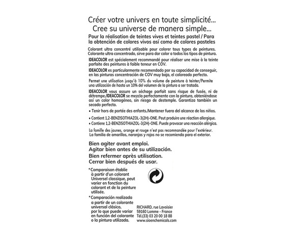 Colorant concentré jaune bouton or pour colorer tous types de peintures 50 ml - Ideacolor - Brico Dépôt