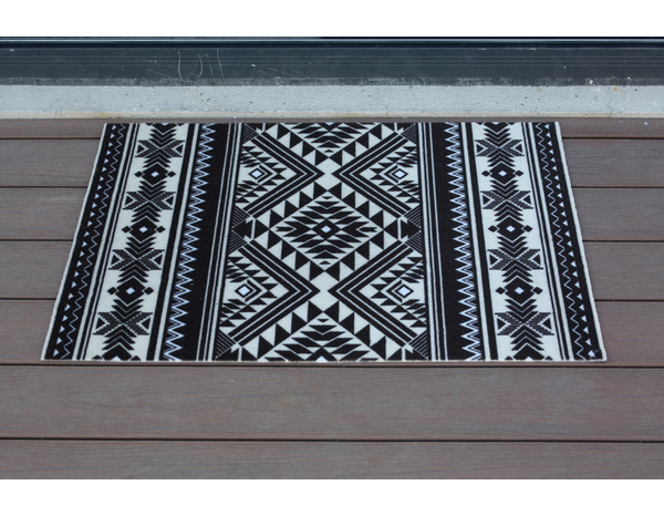 Tapis intérieur de propreté formes géométriques noir et blanc - 60x80 cm  - Brico Dépôt