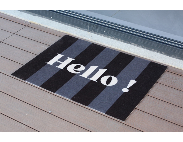 Tapis intérieur de propreté "Hello" gris et noir - 60x80 cm  - Brico Dépôt