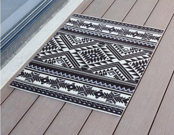 Tapis intérieur de propreté formes géométriques noir et blanc - 60x80 cm  - Brico Dépôt