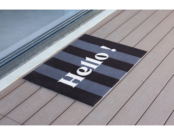 Tapis intérieur de propreté "Hello" gris et noir - 60x80 cm  - Brico Dépôt