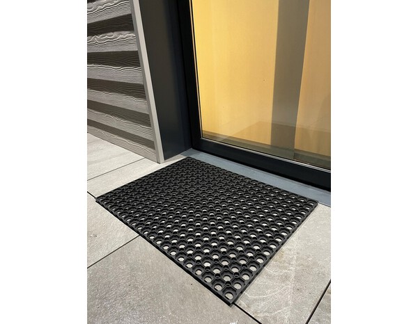 Tapis extérieur "Caillebotis" noir - 60x80 cm  - Brico Dépôt