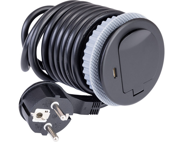 Bloc encastrable à clapet noir 1x16A + USB - Otio - Brico Dépôt