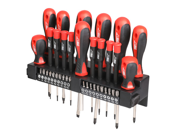 Lot de tournevis + ratelier 37 pièces - Forge steel - Brico Dépôt