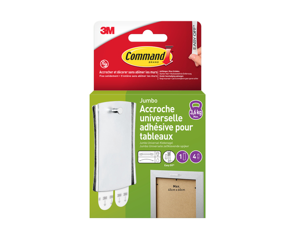 Accroche universelle adhésive pour tableaux moyen modèle - charge max 3,6 kg - Command - Brico Dépôt