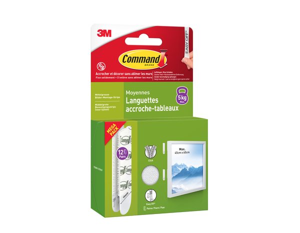 12 paires de languettes de fixation moyen modèle blanc - charge max : 5 kg - Command - Brico Dépôt