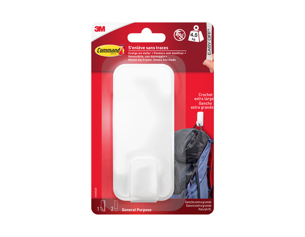 Crochet standard blanc grand modèle XL charge maxi : 4,5 kg - Command - Brico Dépôt