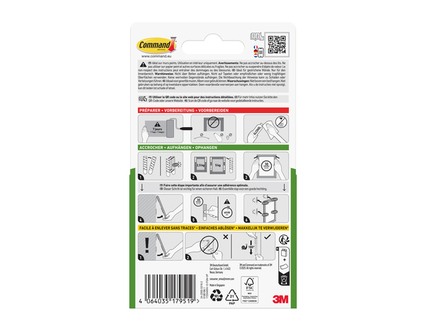 12 paires de languettes de fixation moyen modèle blanc - charge max : 5 kg - Command - Brico Dépôt
