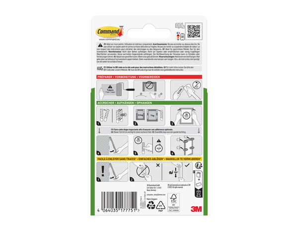 12 paires de languettes de fixation grand modèle blanc - charge max : 7kg - Command - Brico Dépôt
