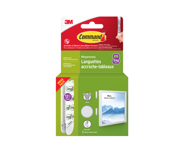 12 paires de languettes de fixation moyen modèle blanc - charge max : 5 kg - Command - Brico Dépôt