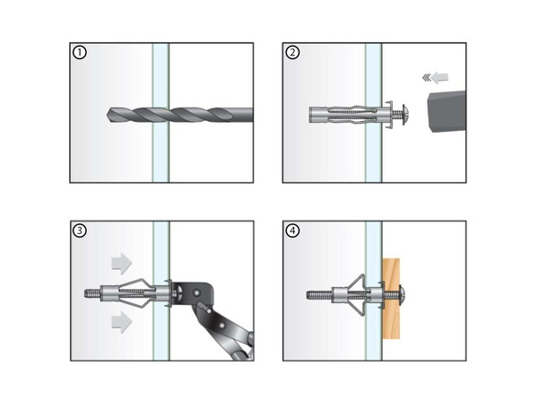 Pince à chevilles expansion Vissal - Kit avec 50 chevilles fixation zingué blanc - Brico Dépôt