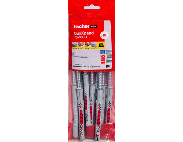Cheville DuoXpand 10x100 T en acier Électrozingué, Fixation Bois, 10 pièces - Fischer - Brico Dépôt
