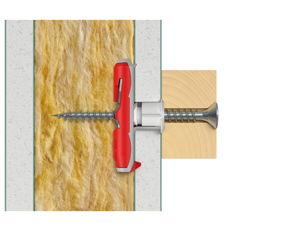 Cheville à bascule en plastique DuoTec 4pcs - 50mm, idéal plaques & bois - Fischer - Brico Dépôt