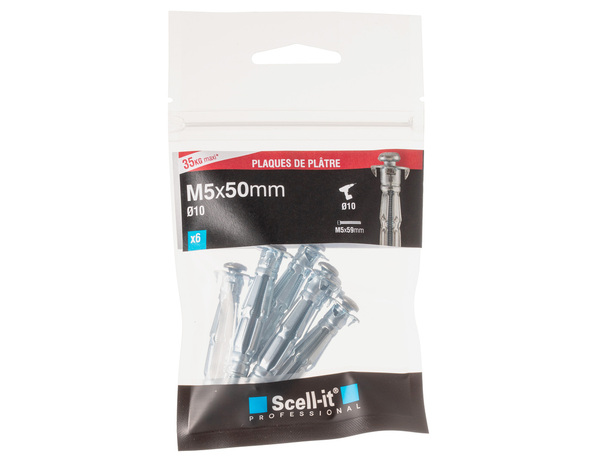 Cheville à expansion Spyder en acier 5x37 - 1000PC pour plaque de plâtre métal - Scell-it - Brico Dépôt