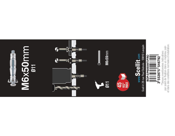 Cheville à expansion Spyder M6x52 en acier - Pack de 25 pour plaque Métalliques - Scell-it - Brico Dépôt