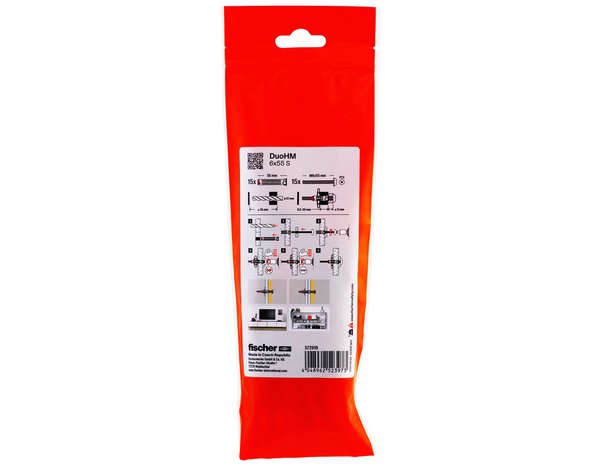 Cheville bi-matière DuoHM 6x55 pour plaque de 9,5 à 30 mm - 15 pièces - Fischer - Brico Dépôt