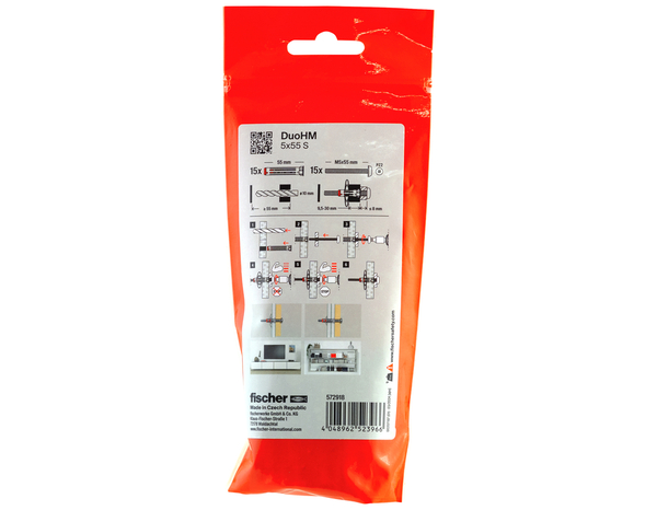 Cheville bi-matière DuoHM 5x55 - Fixation robuste pour plaque de 9,5 à 30 mm - Fischer - Brico Dépôt