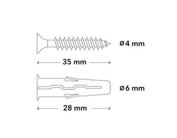 Cheville multi 6mm  - 30pcs, polypropylène, vis pour multi-matériaux - Brenner - Brico Dépôt