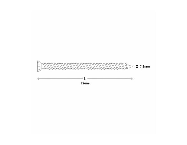 Vis à béton, tête fraisée, 7.5x100mm en acier galvanisé, résistante à la corrosion  - 20 PCS, - Brenner - Brico Dépôt