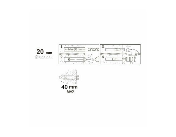 Boulon à expansion M12x120 en acier - 4PCS  pour béton, charge lourde - Brenner - Brico Dépôt