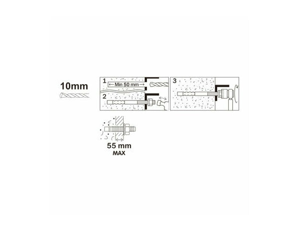 Goujon d'ancrage acier M8 95mm - 4PCS  pour béton, charge lourde - Brenner - Brico Dépôt